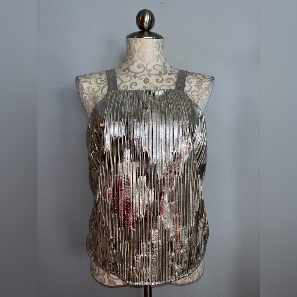 Anthropologie Maeve silver textured top Size Medium